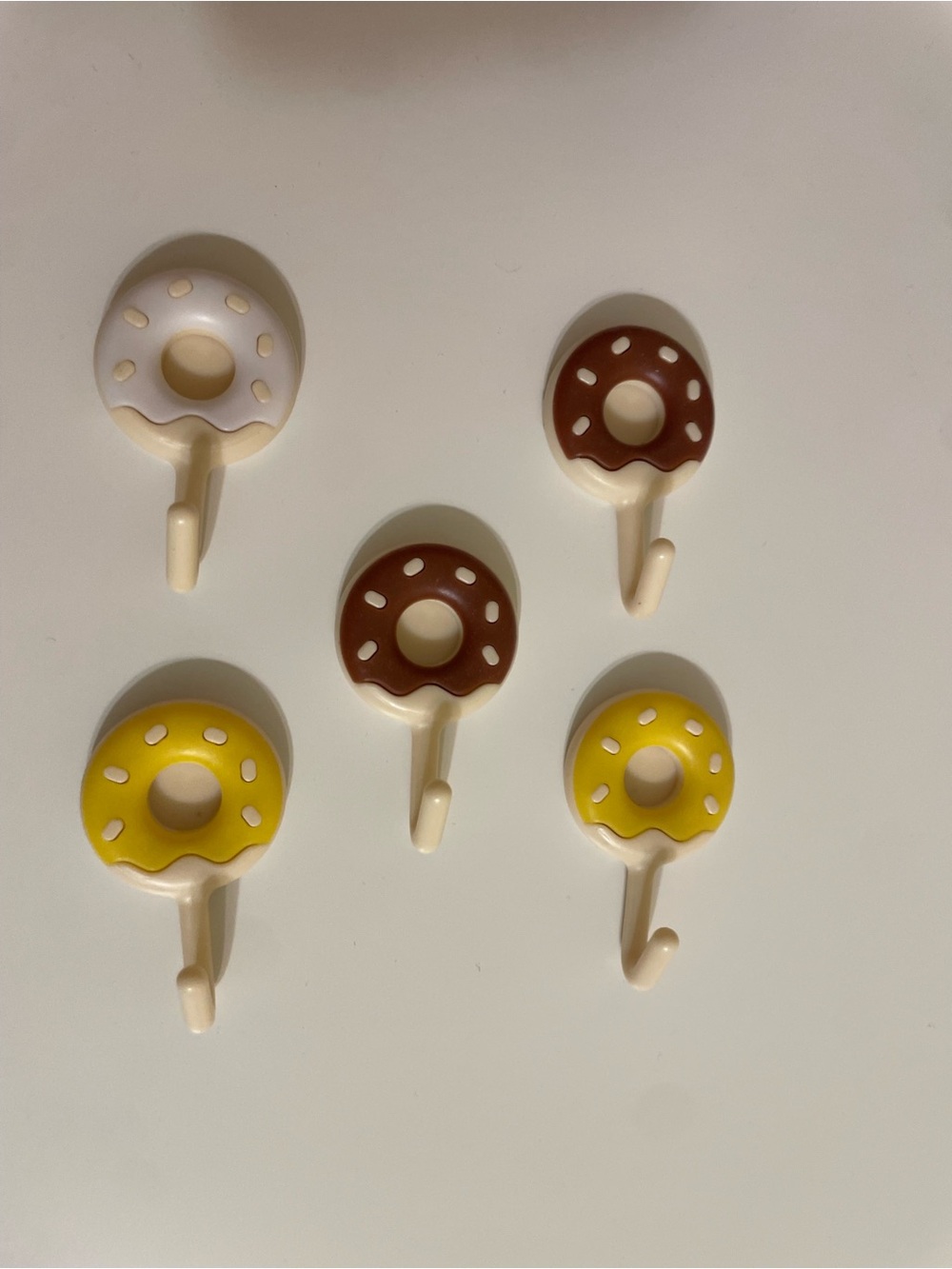 Donut Wall Hooks - Yellow, Brown, Cream Set of 5